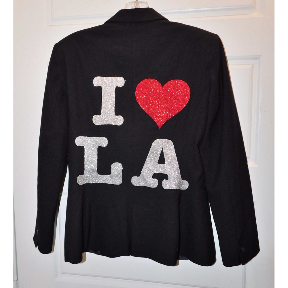 Hipchik Couture I Love LA Black‎ Blazer Women's Jacket Sz 6